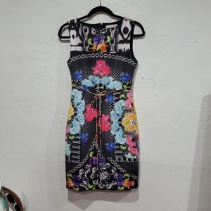 Nicole Miller Artelier Unique Black & Multicolor Dress Size 4